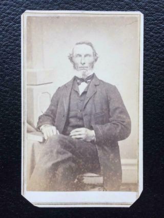 Antique 1800s Civil War Era Cdv Photo Bearded Man In Suit With Book