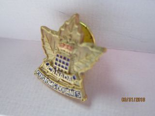 Canada Customs - Douanes Gold Metal 3/4 " Mini Police Type Badge Pin Tie Tac