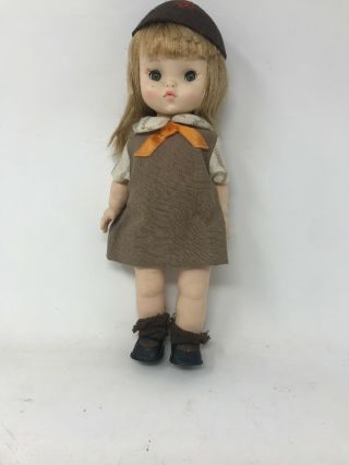 Vintage 1966 Effanbee Girl Scout Brownie Doll 10.  5 " Tall W/ Movable Legs & Arms