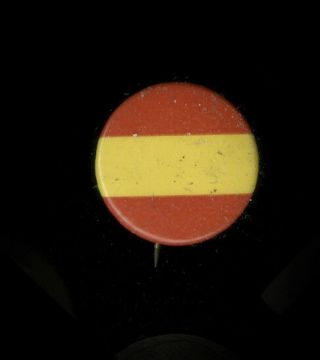 Vintage Spanish Civil War Era Celluloid Pinback Spain Flag Red Yellow Stripes,  7