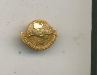 Globe Company 5 Years Service Pin Sterling Vintage Advertising
