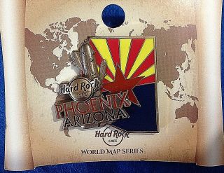 Phoenix World Map Series 2017 3d Cactus State Flag Hard Rock Cafe Pin Le100 Card