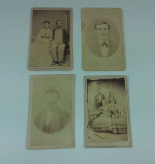 4 Antique Victorian Cdv Cards Married Couple Man & Daughters And Men