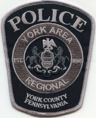 York County Pennsylvania Pa Subdued Area Regional Police Patch