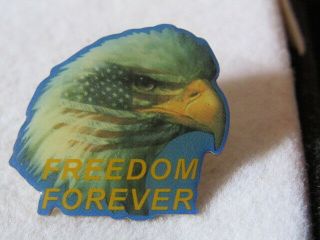 Usa America Flag Bald Eagle Freedom Forever Vintage Pin Back