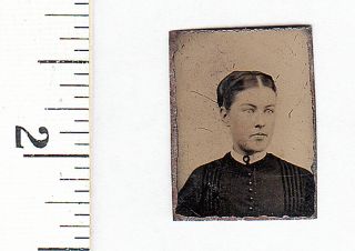 Civil War Era Miniature Gem Tintype Photo Pretty Young Woman.  585f