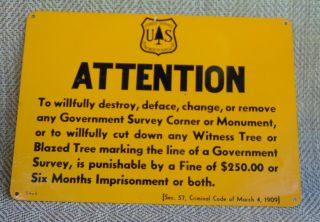 Vintage Metal U S Forest Service Attention Sign