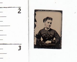 Civil War Era Miniature Gem Tintype Photo Pretty Young Woman.  227c