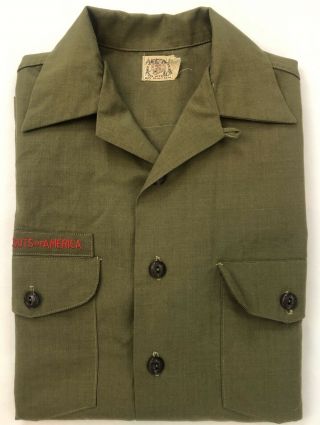Vtg 1970s Boy Scouts Of America Short Sleeve Loop Collar Usa Mens Xs/s Shirt 70s