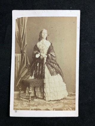 Victorian Carte De Visite Cdv: Lady Lace Shawl: Watkins: London