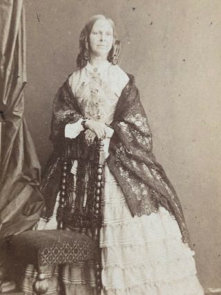 Victorian Carte De Visite CDV: Lady Lace Shawl: Watkins: London 2