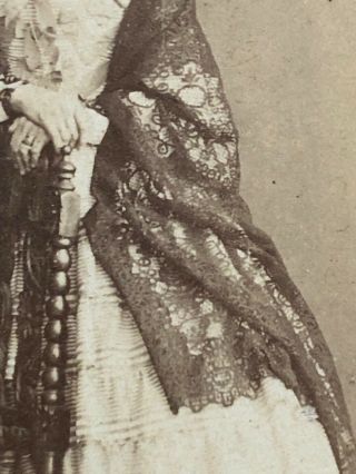 Victorian Carte De Visite CDV: Lady Lace Shawl: Watkins: London 3