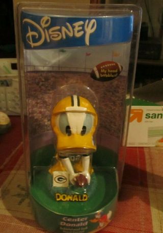 Disney Donald Duck Center Bobblehead In Package Green Bay Packers