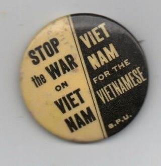 1970s Pinback Button " Stop The War In Vietnam For The Vietnamese "