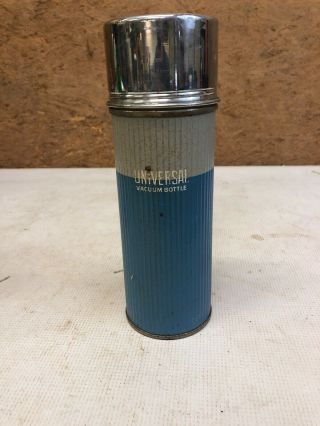 Vintage Universal Vacuum Bottle Thermos Landers Frary & Clark Usa Cork Blue