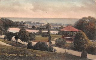 Swansea South Wales Uk Cwmdonkin Park Paths To Bandstand Handcolored 1908 Pc