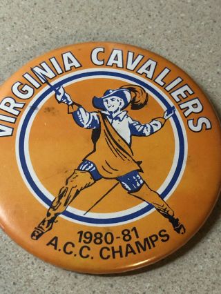 Virginia Cavaliers Reg Season ACC Champs (80 - 81) Vintage Basketball Button/Pin 4