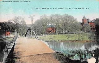 Cave Spring Georgia D And D Institute Bridge Vintage Postcard Jg236087