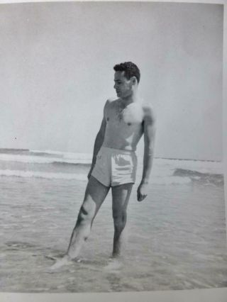 Vintage Old Photograph Handsome Lean Muscle Young Man Bathing Suit Gay Interest