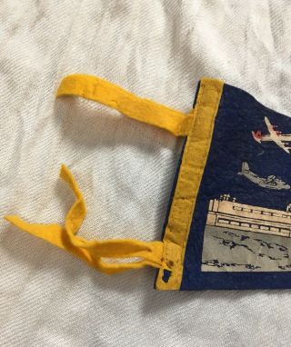 Vintage 1950 ' s Felt Pennant Chicago Midway Airport Planes Blue/Yellow 3