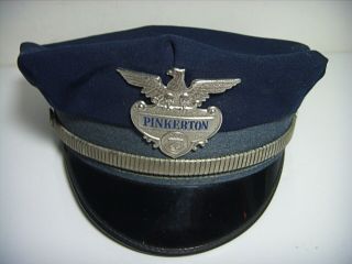 1980 Obsolete Old Pinkerton Security Guard Police Hat W/badge V.  G.  C.  7 1/4