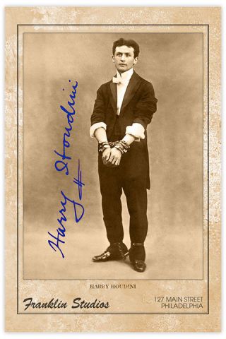 Harry Houdini Magician Escape Artist Debunker Photograph A,  Reprint Cabinet Card