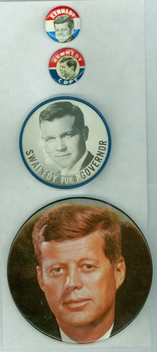 4 Vtg 1960 President John Kennedy Campaign Pinback Buttons1 Flicker Flasher Cope