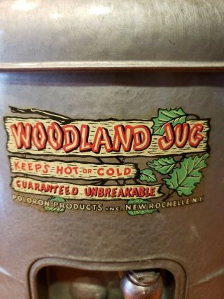 Vintage Woodland Jug Metal Thermos Water Cooler 1 Gallon Spigot Cabin Camp Decor 2
