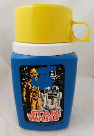 Vintage 1977 Star Wars Plastic Lunch Box Thermos - Complete & Rare
