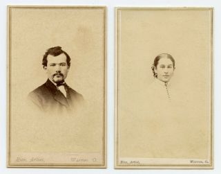 Civil War Era Cdv By Rice Artist Warren Ohio Pair Man And Woman