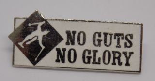 Vintage No Guts No Glory Ski Lapel Hat Pin Diamond Skiing Funny Souvenir Enamel