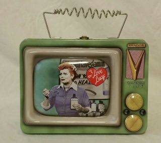 Collectible I Love Lucy Tin Metal Green Lunch Box,  Tv Shaped