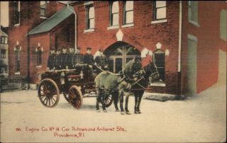 Providence Ri Fire Station Engine Co 14 Putnam & Amherst C1910 Postcard