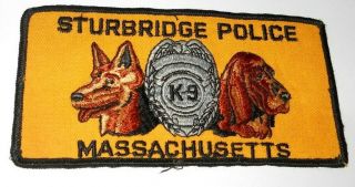 Sturbridge Massachusetts Police K - 9 Shoulder Patch