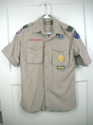 Official Bsa Boy Scout Cub Webelos Tan Uniform Shirt Vented Youth Size: L