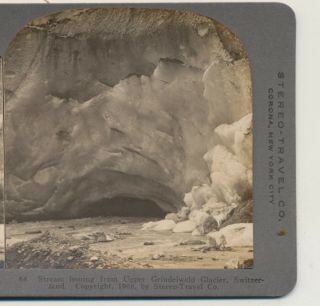 Stream Issued From Grindelwald Glacier Switzerland Stereo Travel Stereoview 1908