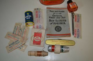 VINTAGE 1930 ' S BOY SCOUTS OF AMERICA SCOUT FIRST AID KIT & CONTENTS 2