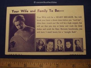 1930s Mutoscope Card Fortune Teller Arcade Card Your Wife And Family To Be