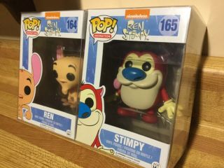 Funko Pop Ren And Stimpy Figures Dolls 165 164 Nickelodeon (with Protectors)