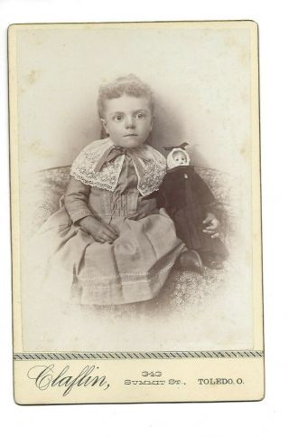 Wonderful Early Toledo Ohio Cabinet Photo - Young Girl With Doll