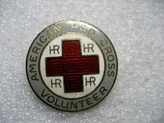 . Vintage Pin Red Cross Arc Volunteer,  Sterling,  1940s S