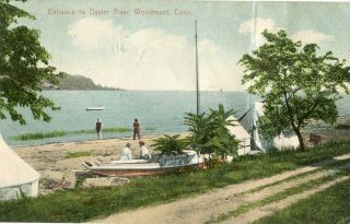 Connecticut Woodmont Entrance To Oyster River Postcard 15914