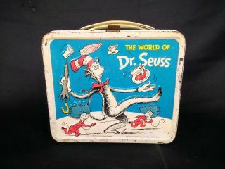 Rare Vintage 1970 World Of Dr.  Seuss Metal Lunchbox - Aladdin