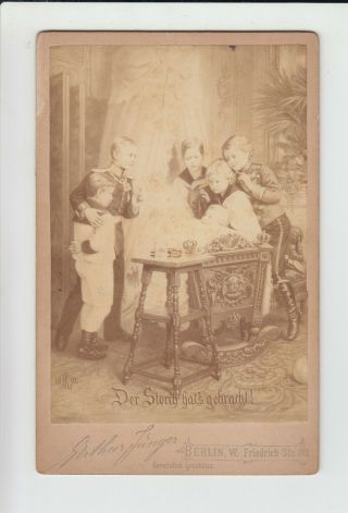 6 Princes Of Prussia At The Crib Of Newborn Pss Viktoria Luise - 1892 Cabinet