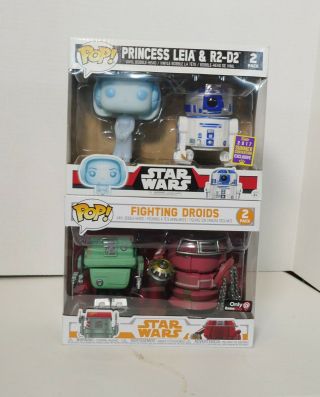 Funko Pop Star Wars Princess Leia And R2 - D2,  Fighting Droids Exclusive