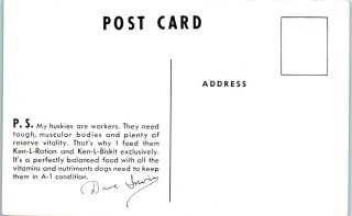 YORK,  NY 1939 WORLD ' S FAIR AD Dave Irwin & His HUSKY DOGS Postcard 2