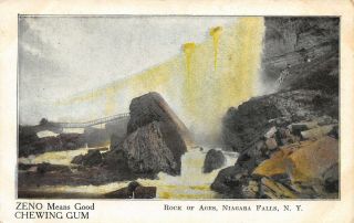 Niagara Falls Ny Rock Of Ages Catwalk Below Zeno Gum Advertising C1905 Postcard