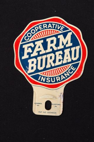 Rare Cooperative Farm Bureau Insurance License Plate Topper