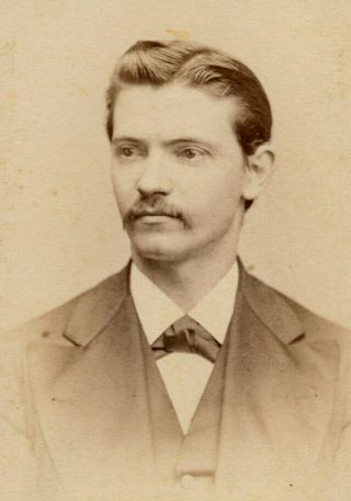 Antique Photo Cdv Handsome Young Man With Mustache Fashion By Landy Cincinnati O