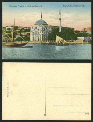Constantinople Old Postcard Mosque Valide Dolma Bagtche